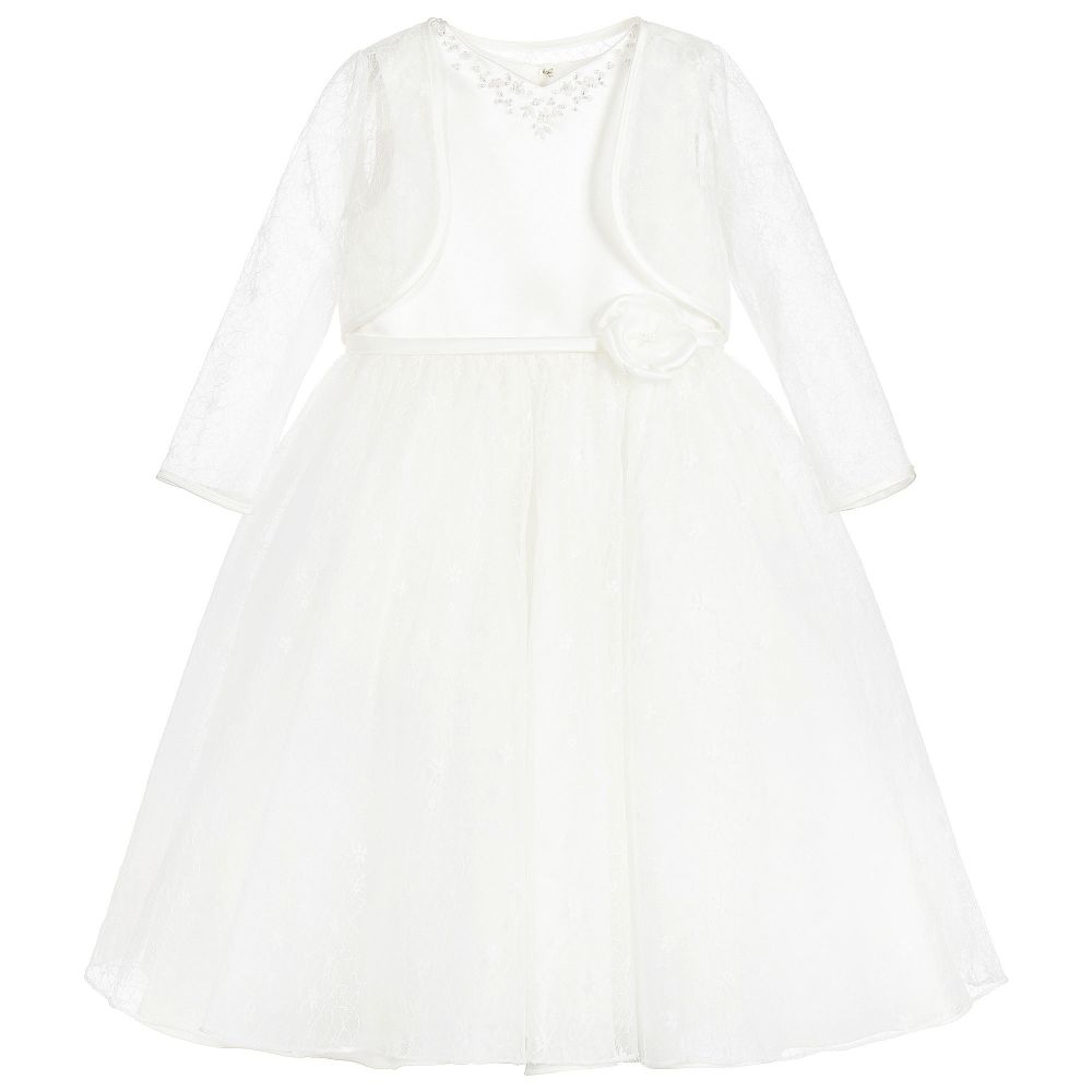 Sarah Louise - Girls Ivory Lace Dress & Bolero Set | Childrensalon