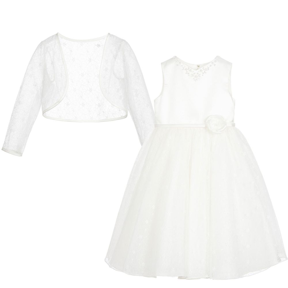 Sarah Louise-Girls Ivory Lace Dress & Bolero Set | Childrensalon Outlet