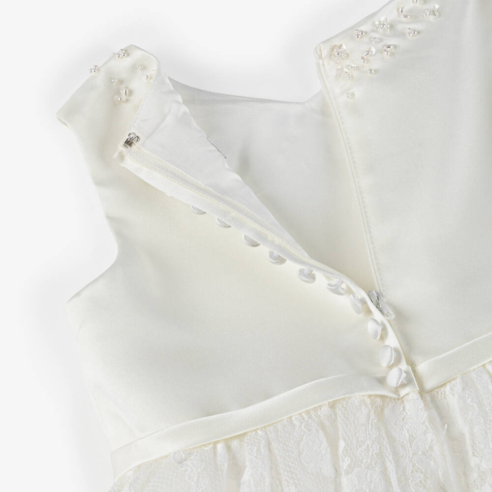Sarah Louise-Girls Ivory Lace Dress & Bolero Set with Sequins & Pearl Trim | Childrensalon Outlet