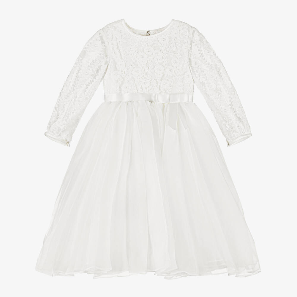 Sarah Louise-Girls Ivory Lace Organza Gown | Childrensalon Outlet