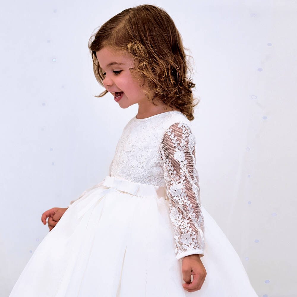 Sarah Louise-Girls Ivory Lace Organza Gown | Childrensalon Outlet