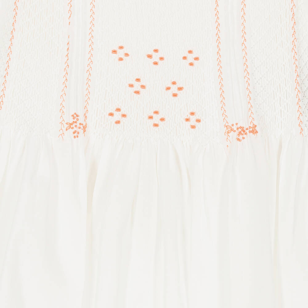 Sarah Louise-Кремово-розовое платье из хлопка со сборками ручной работы | Childrensalon Outlet