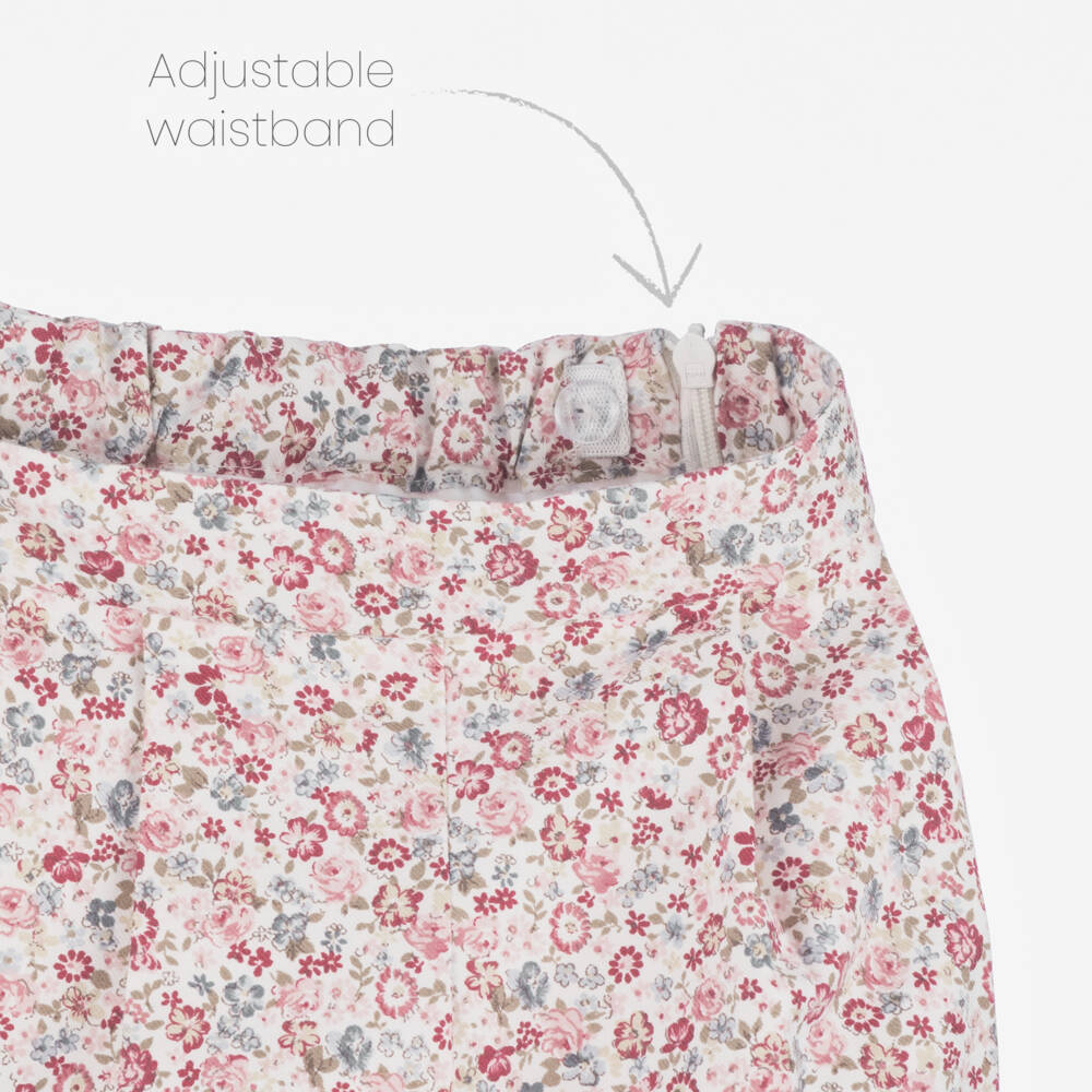 Sarah Louise-Girls Ivory & Pink Floral Trouser Set | Childrensalon Outlet