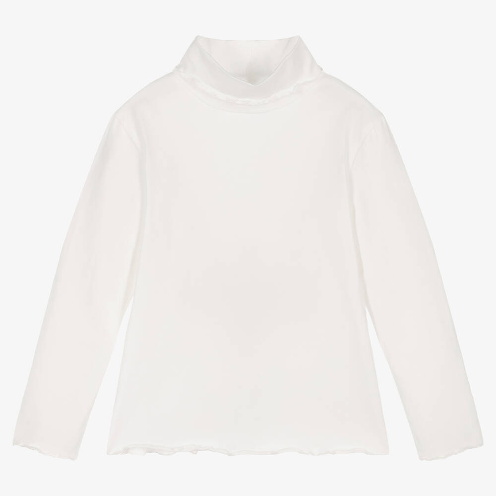 Sarah Louise - Girls Ivory Roll Neck Top | Childrensalon