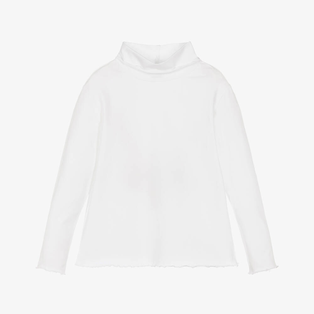 Sarah Louise - Girls Ivory Roll Neck Top | Childrensalon