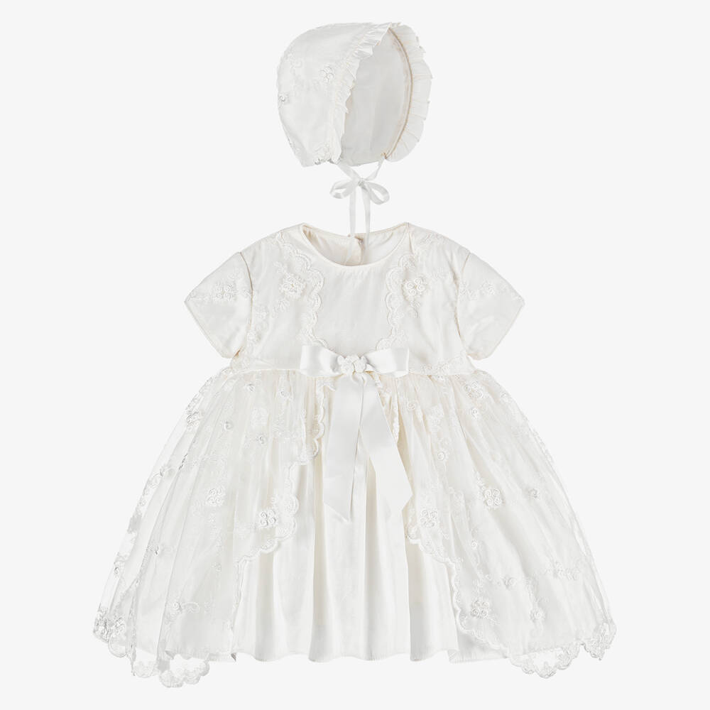 Sarah Louise-Кремовое шелковое кружевное платье для девочек | Childrensalon Outlet