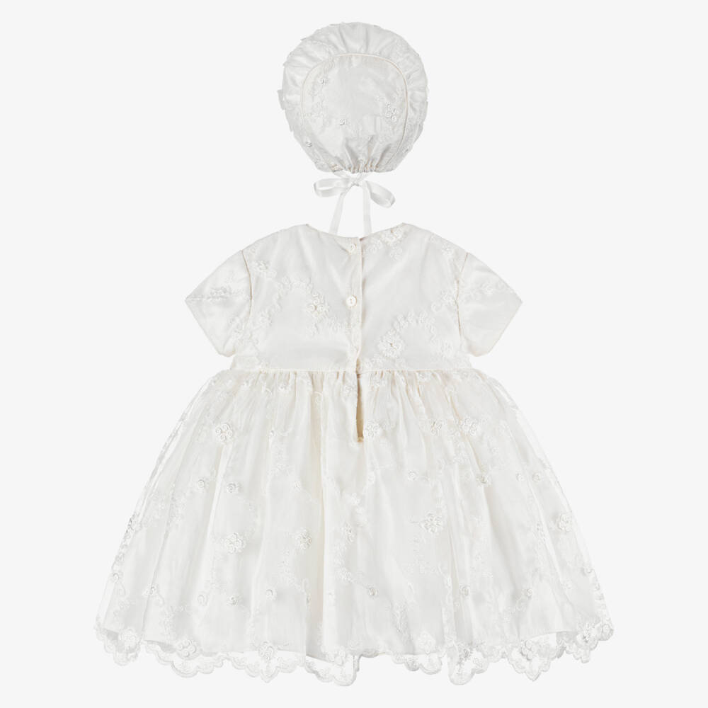 Sarah Louise-Кремовое шелковое кружевное платье для девочек | Childrensalon Outlet