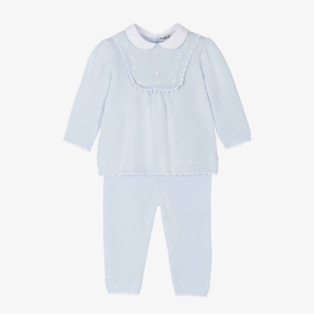 Sarah Louise-Girls Light Blue Knit Set | Childrensalon Outlet