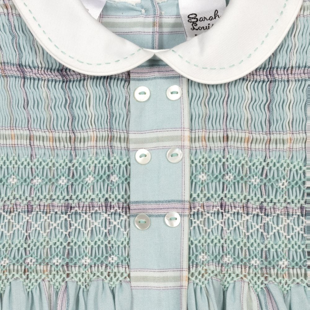 Sarah Louise-Girls Mint Check Smocked Dress | Childrensalon Outlet