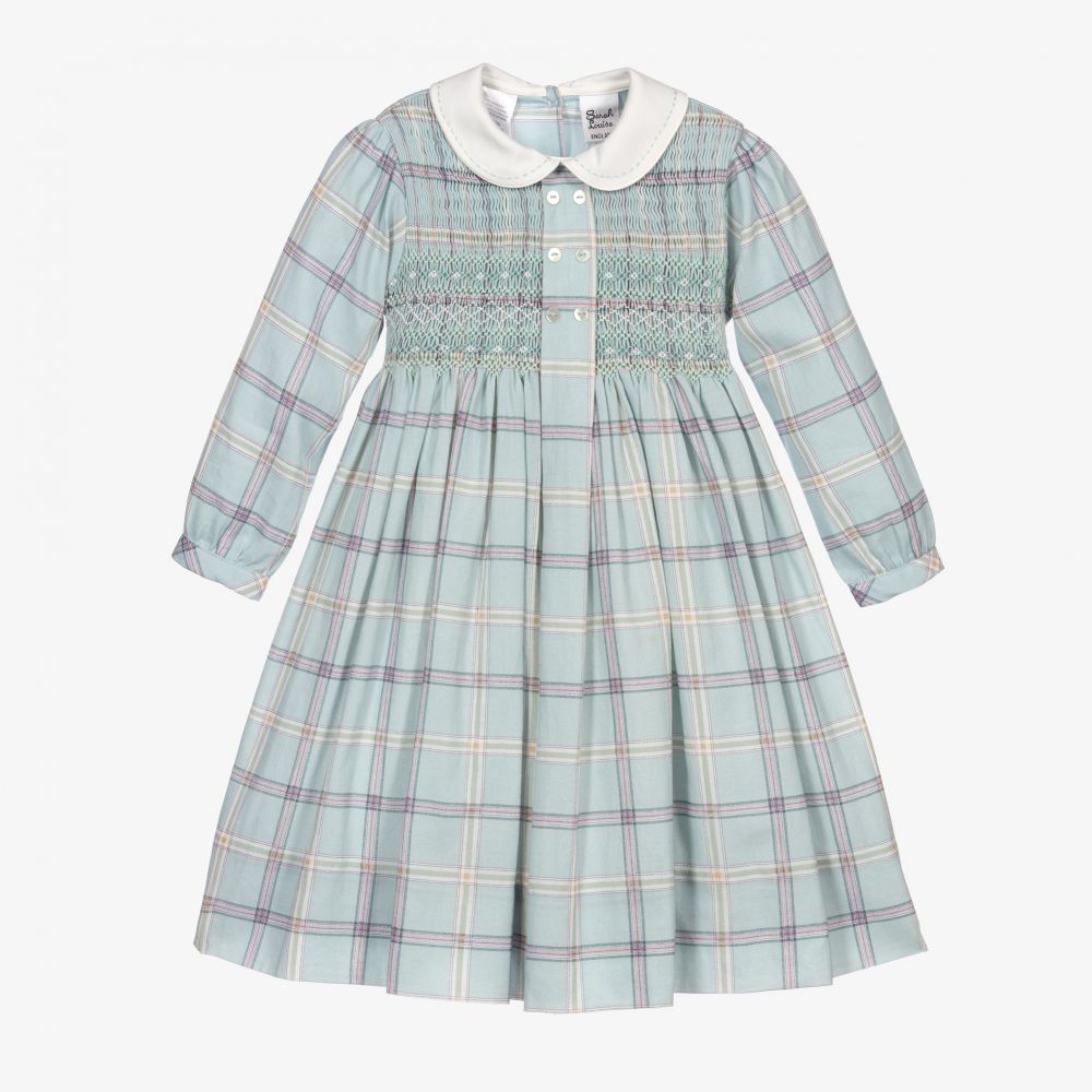 Sarah Louise - Girls Mint Check Smocked Dress | Childrensalon