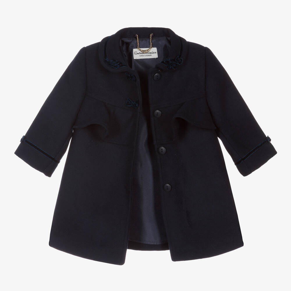 سارا لويز-طقم معطف وقبعة لون كحلي للبنات | Childrensalon Outlet