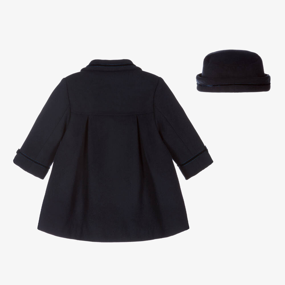 سارا لويز-طقم معطف وقبعة لون كحلي للبنات | Childrensalon Outlet