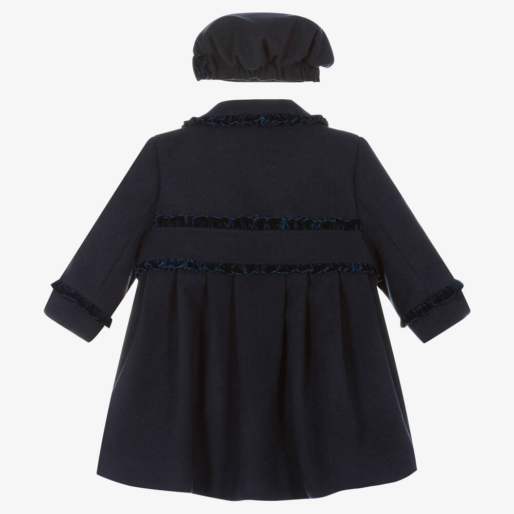 Sarah Louise-Girls Navy Blue Coat & Hat Set | Childrensalon Outlet