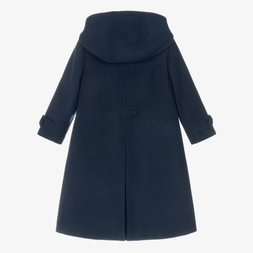 Sarah Louise-Girls Navy Blue Hooded Felted Coat | Childrensalon Outlet