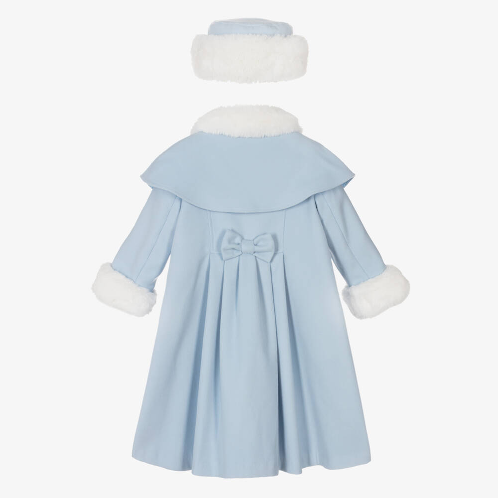Sarah Louise-Girls Pale Blue Coat & Hat Set | Childrensalon Outlet