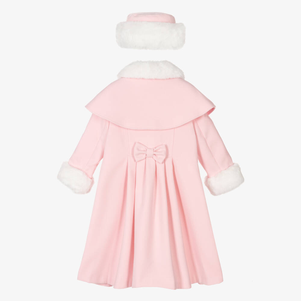 Sarah Louise-Girls Pale Pink Coat & Hat Set | Childrensalon Outlet