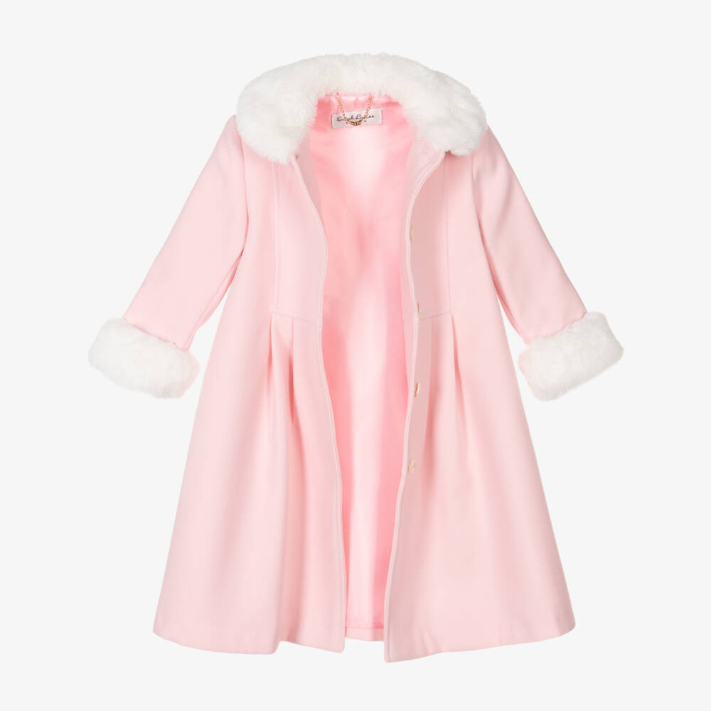 Sarah Louise-Girls Pale Pink Coat & Hat Set | Childrensalon Outlet