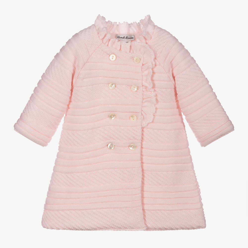 Sarah Louise - Manteau rose clair en maille Fille  | Childrensalon