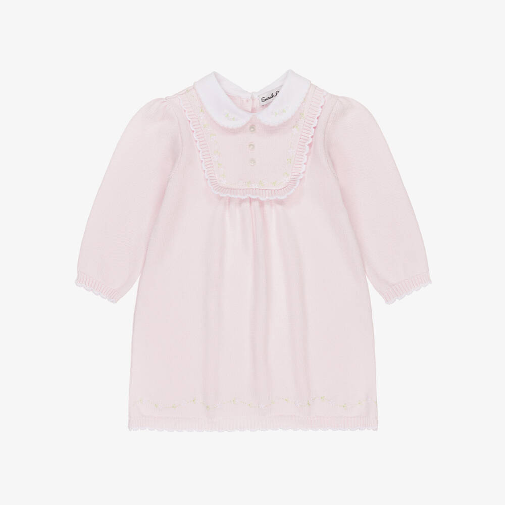Sarah Louise-Girls Pale Pink Knitted Dress | Childrensalon Outlet