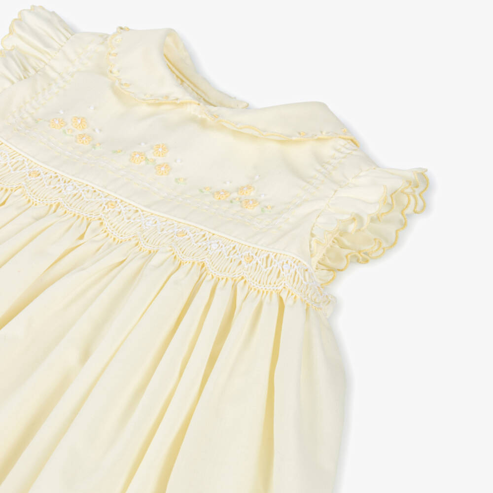 Sarah Louise-Girls Pastel Yellow Hand-Smocked Dress | Childrensalon Outlet