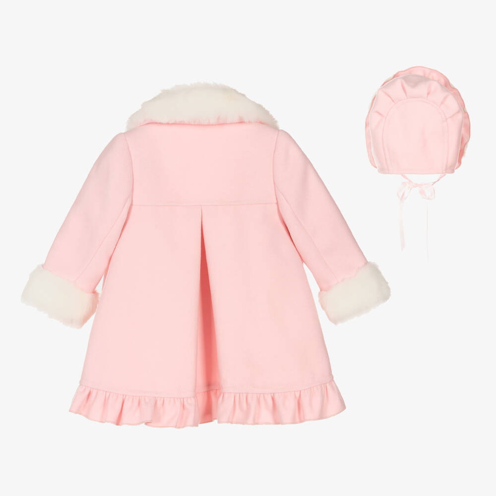 Sarah Louise-Girls Pink Coat & Bonnet Set | Childrensalon Outlet