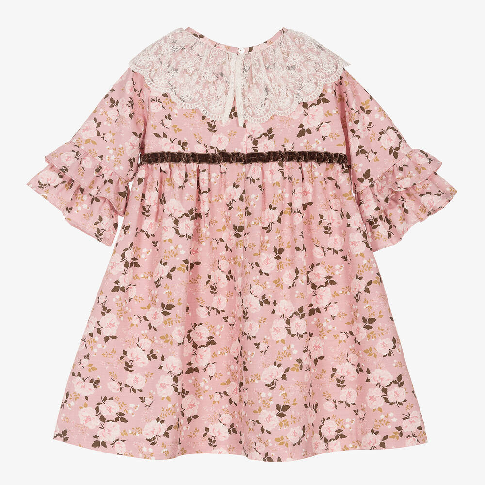 Sarah Louise-Girls Pink Cotton Floral Dress | Childrensalon Outlet