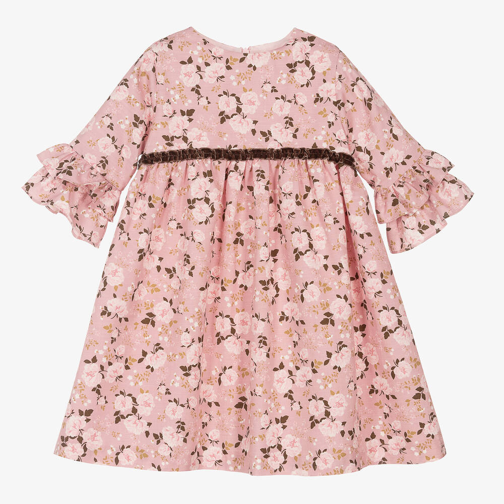 Sarah Louise-Girls Pink Cotton Floral Dress | Childrensalon Outlet