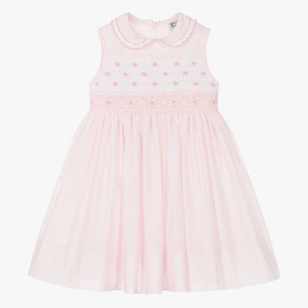 Sarah Louise-Girls Pink Cotton Hand-Smocked Dress | Childrensalon Outlet
