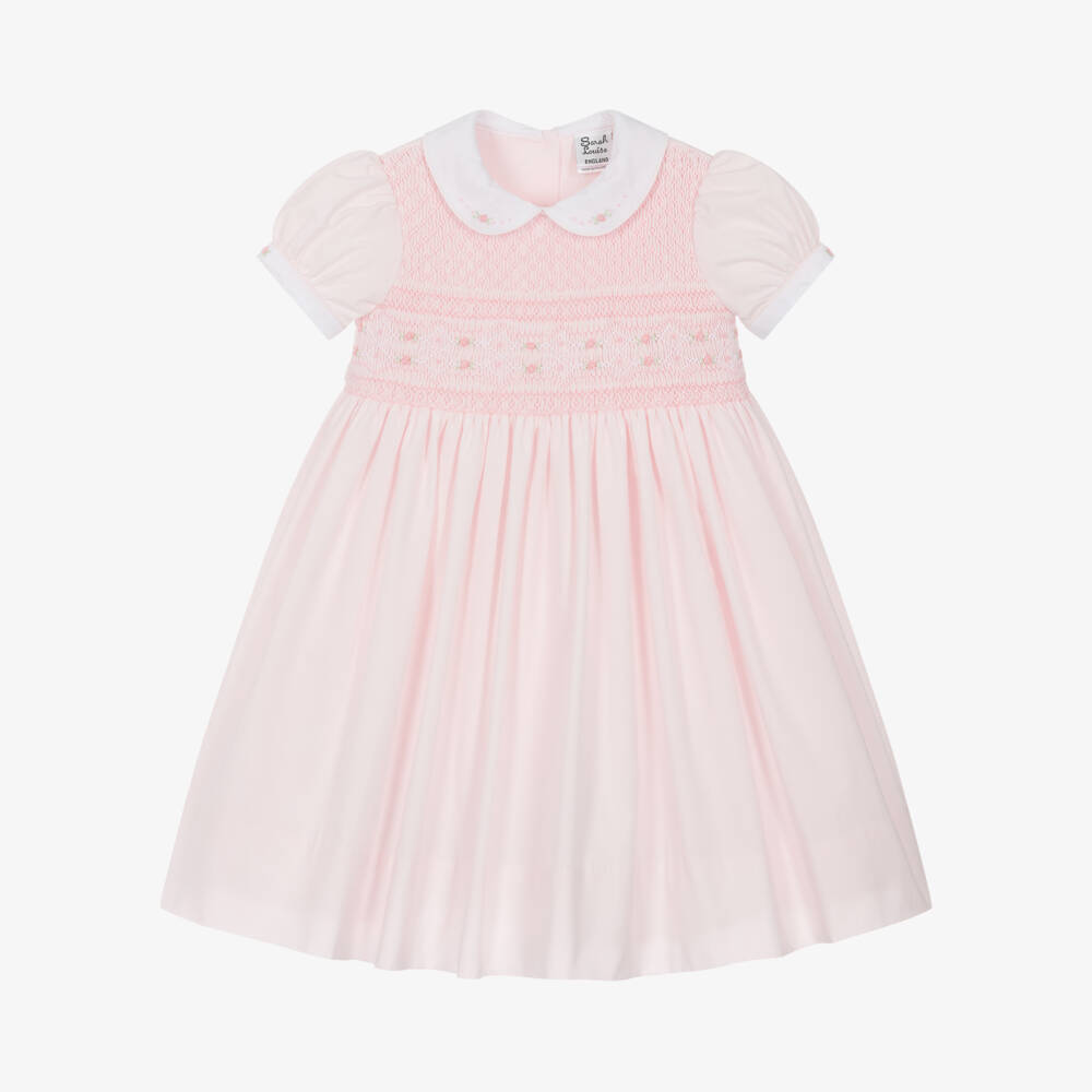 Sarah Louise-Girls Pink Cotton Hand-Smocked Dress | Childrensalon Outlet