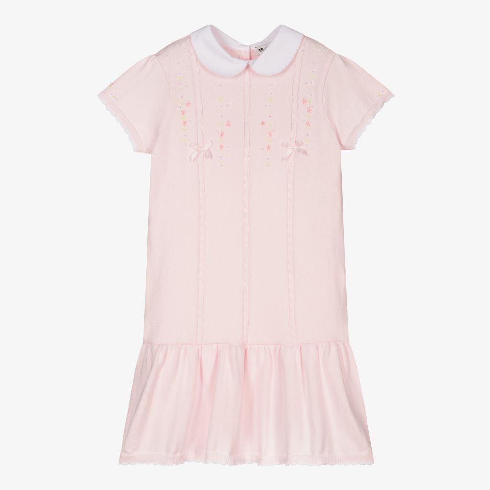 Sarah Louise - Girls Pink Cotton Knit Dress | Childrensalon