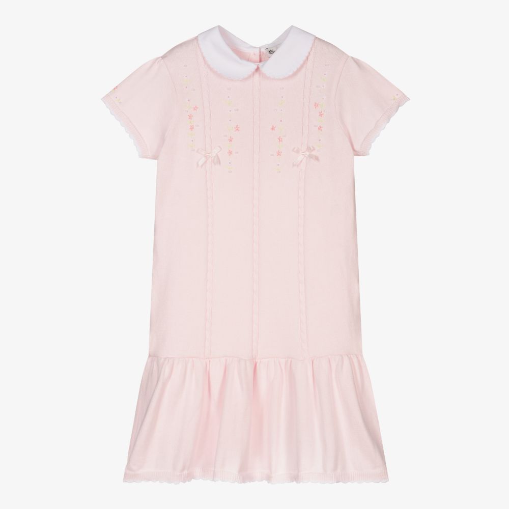 Sarah Louise-Girls Pink Cotton Knit Dress | Childrensalon Outlet