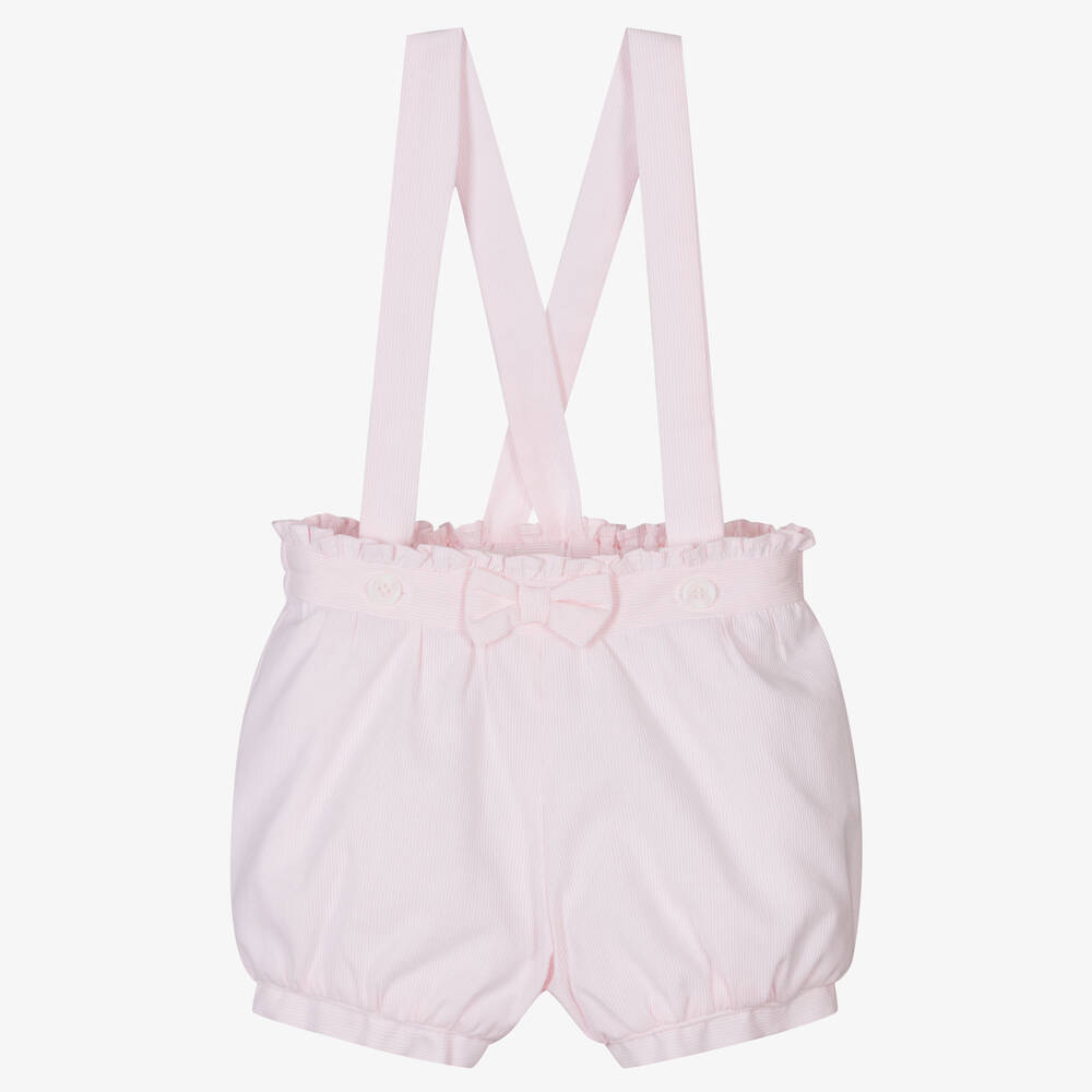 Sarah Louise - Girls Pink Cotton Striped Shorts | Childrensalon