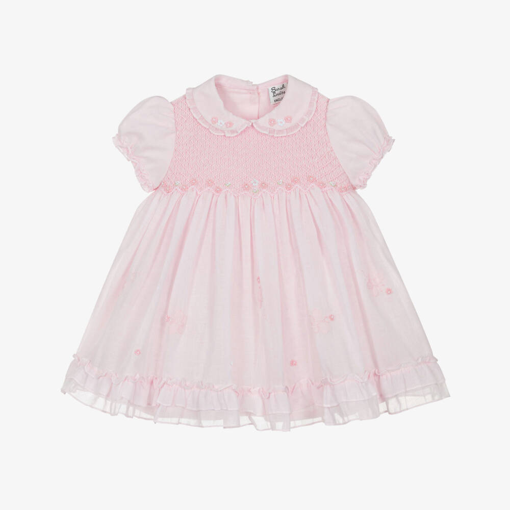 Sarah Louise-Girls Pink Embroidered Smocked Dress | Childrensalon Outlet