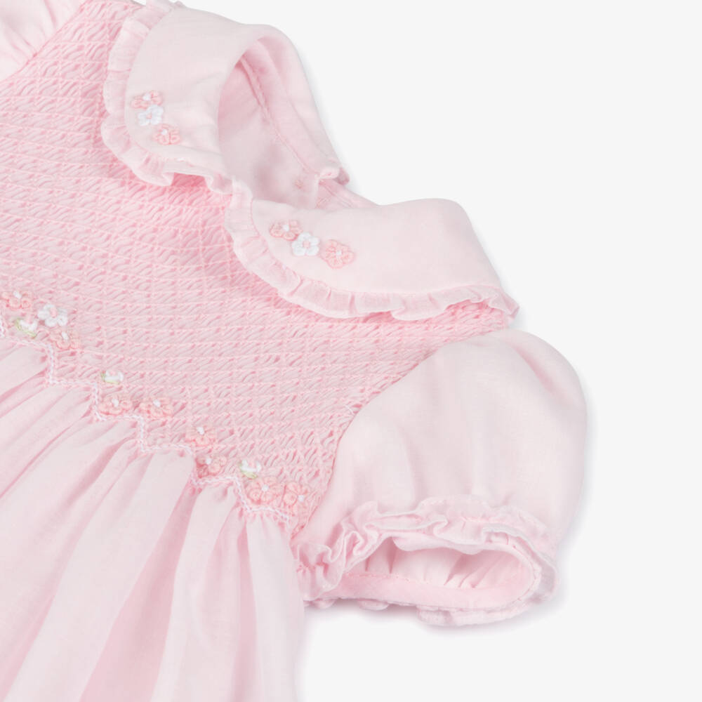 Sarah Louise-Girls Pink Embroidered Smocked Dress | Childrensalon Outlet