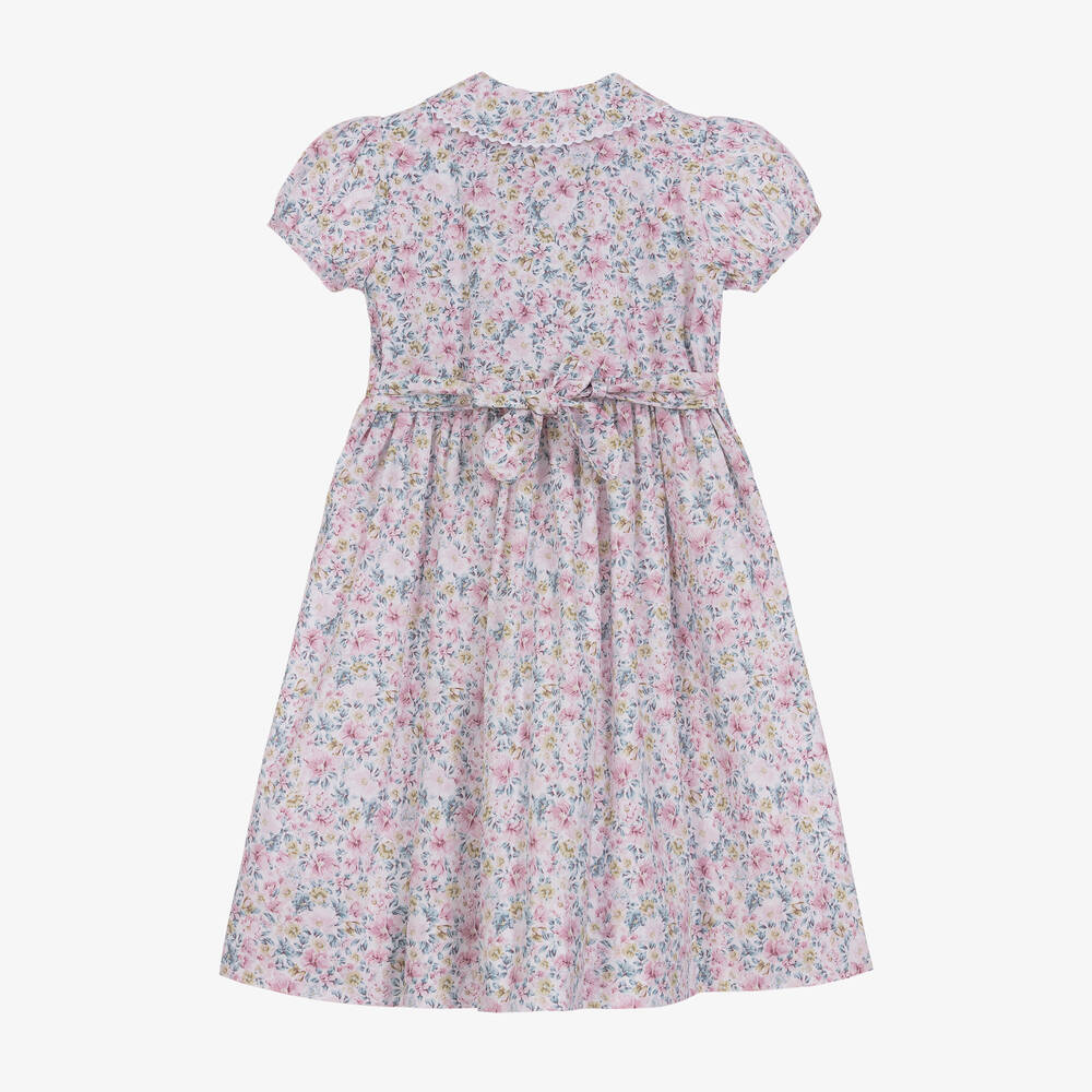 Sarah Louise - Girls Pink Floral Cotton Dress | Childrensalon Outlet