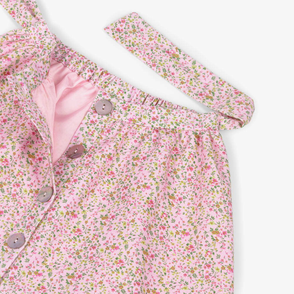 Sarah Louise-Girls Pink Floral Cotton Twill Skirt | Childrensalon Outlet