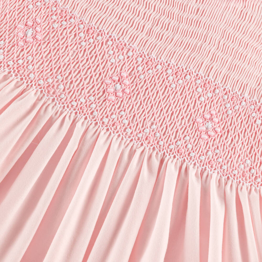 سارا لويز-Girls Pink Hand-Smocked Long Sleeve Dress  | Childrensalon Outlet
