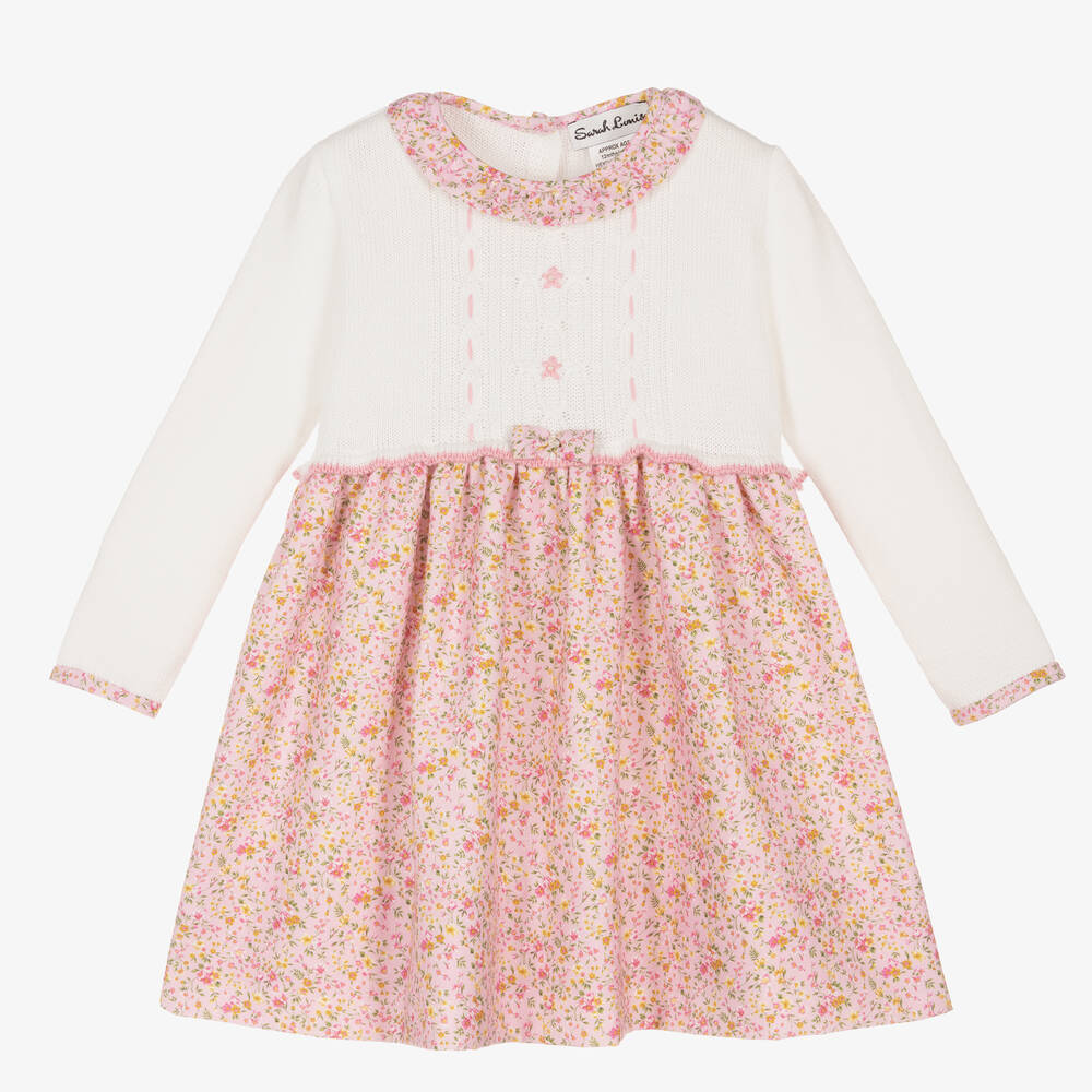 Sarah Louise - Girls Pink & Ivory Dress | Childrensalon