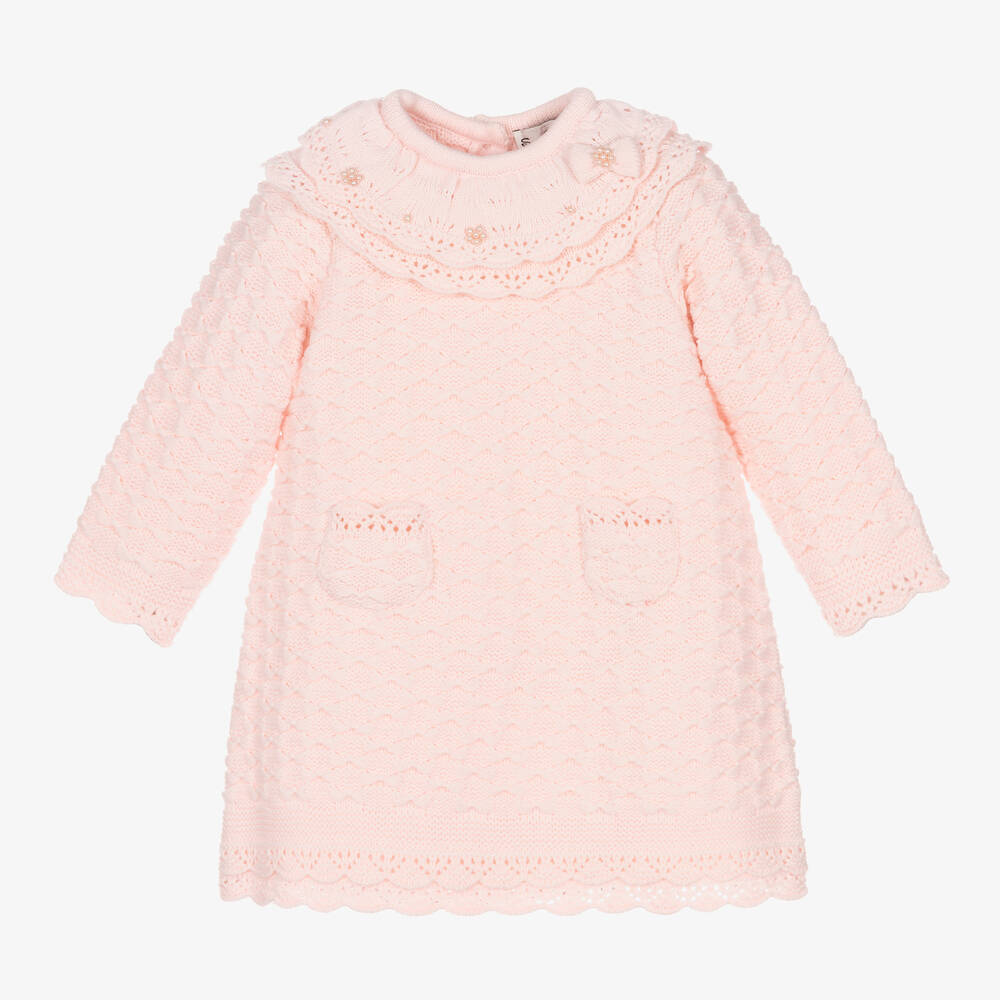Sarah Louise - Girls Pink Knitted Dress | Childrensalon