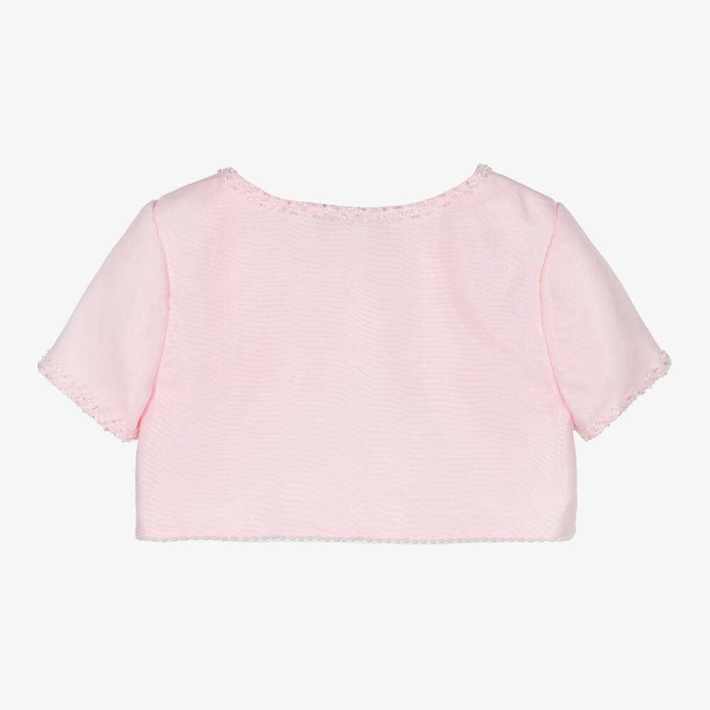 Sarah Louise-Girls Pink Satin Sequin Cardigan | Childrensalon Outlet