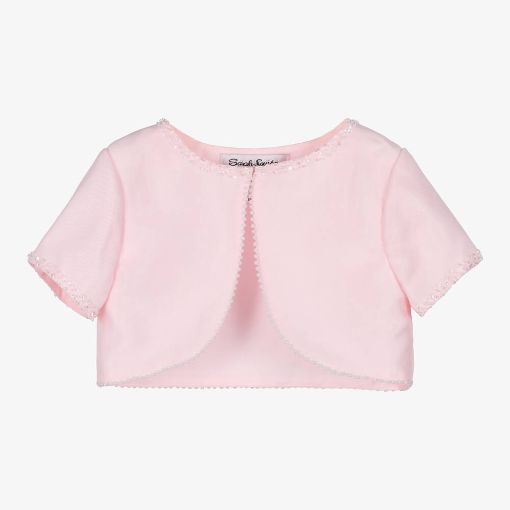 Sarah Louise-Girls Pink Satin Sequin Cardigan | Childrensalon Outlet