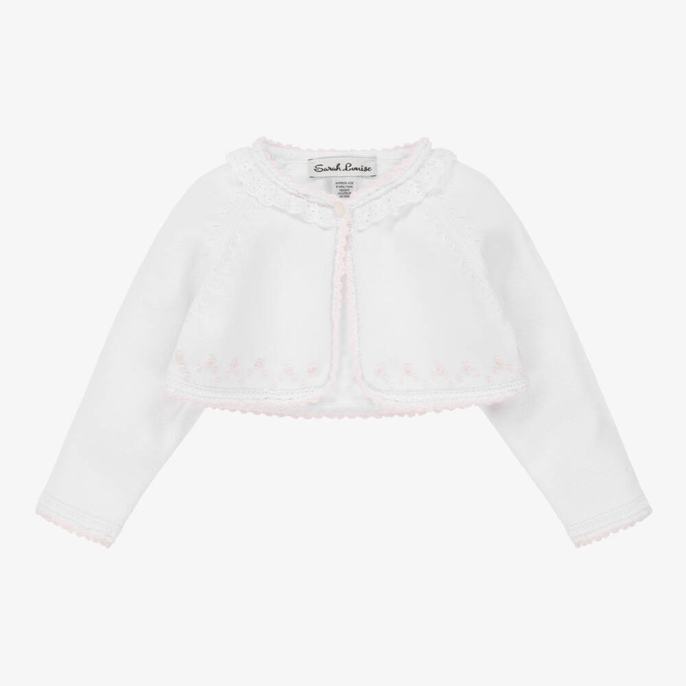 Sarah Louise-Girls Pink Trim Knit Bolero | Childrensalon Outlet
