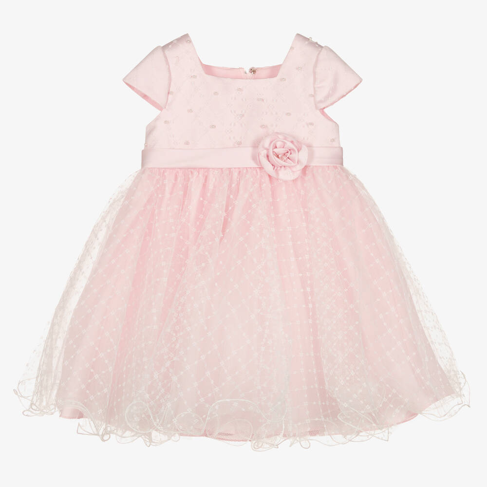 Sarah Louise - Girls Pink Tulle Occasion Dress  | Childrensalon