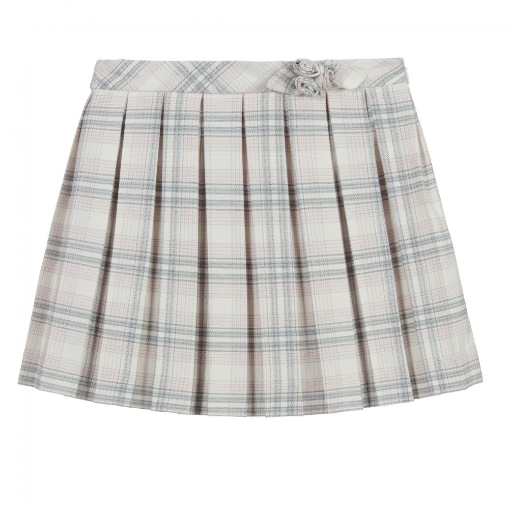 Sarah Louise - Girls Pink & White Check Skirt | Childrensalon