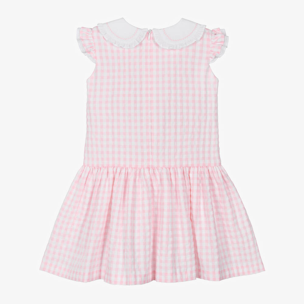 سارا لويز-Girls Pink & White Cotton Gingham Dress | Childrensalon Outlet