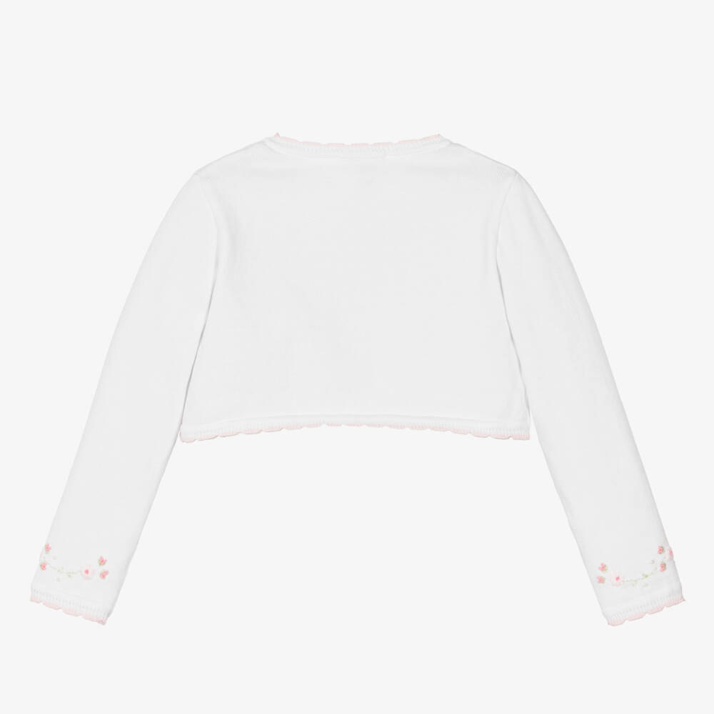 Sarah Louise-Girls Pink & White Knit Bolero | Childrensalon Outlet