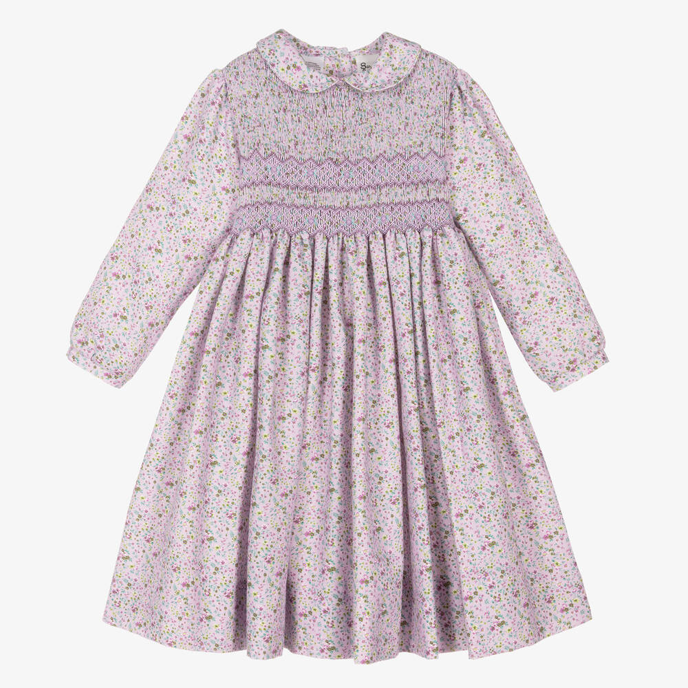 Sarah Louise - Robe violette à smocks fille | Childrensalon