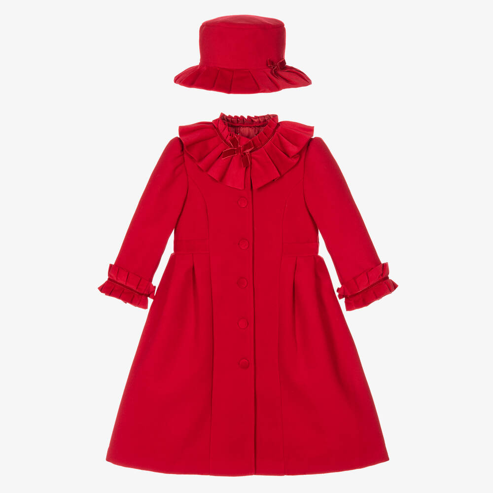 Sarah Louise-Girls Red Coat & Hat Set | Childrensalon Outlet