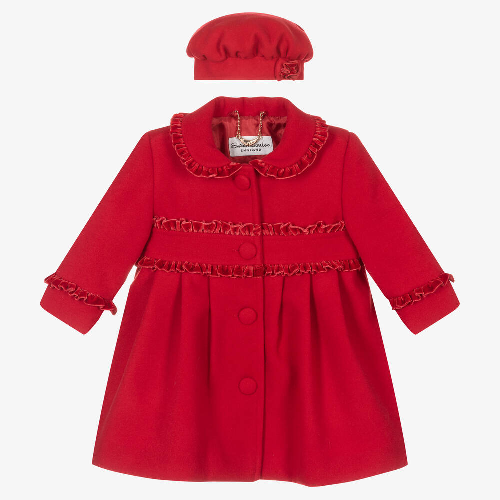 Sarah Louise - Красное пальто и шапка для девочек | Childrensalon