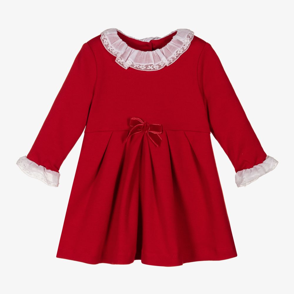 Sarah Louise Girls Red Cotton Jersey Dress Childrensalon Outlet